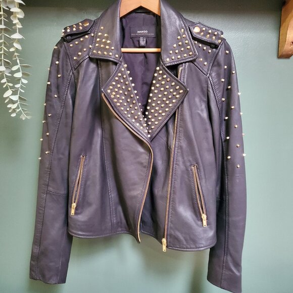 Mango | Studded Leather Moto Jacket - Picture 2 of 5